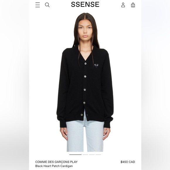 COMME DES GARÇONS PLAY Black Heart Patch Cardigan - Picture 2 of 2